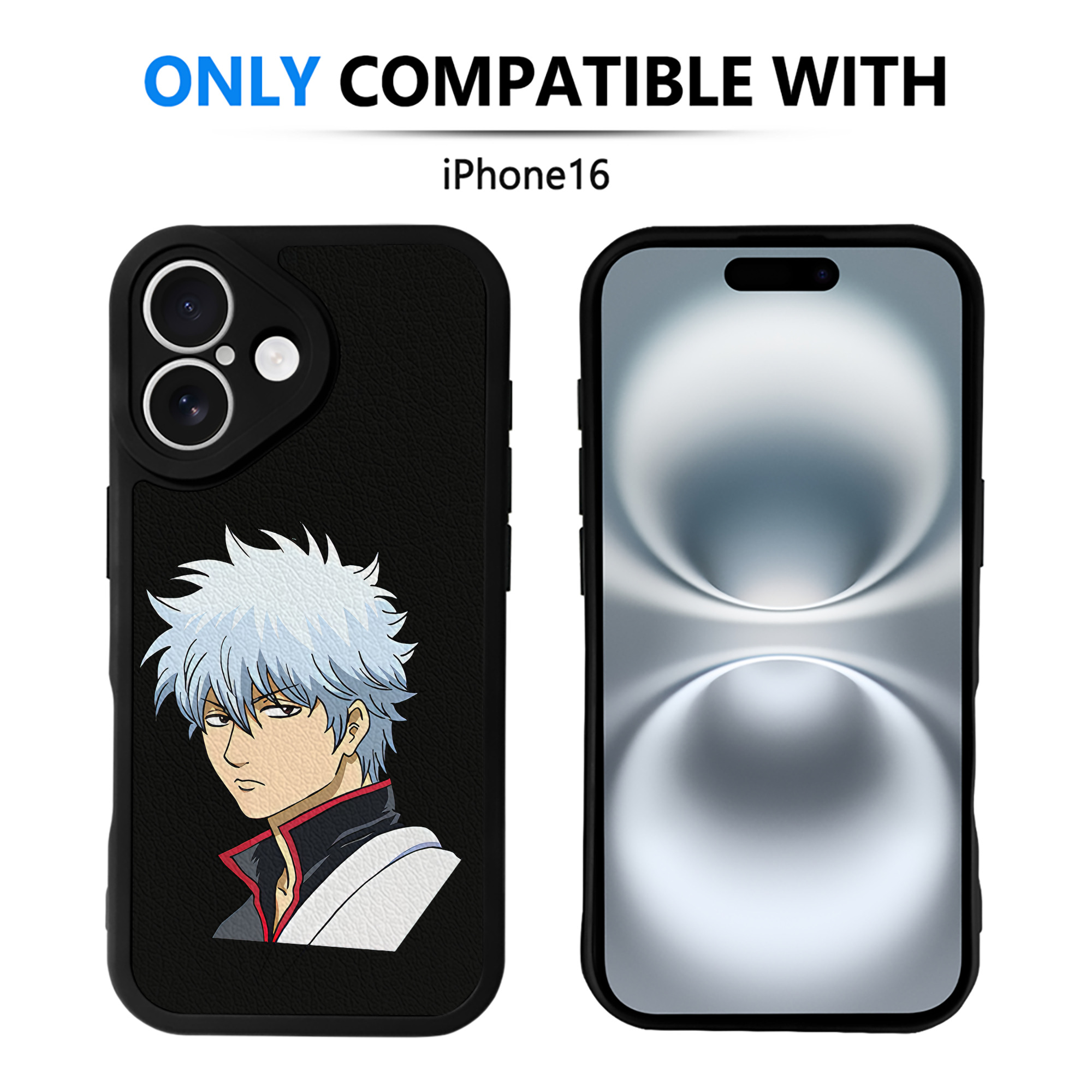 （画像用） ぎんたま 坂田銀時（さかたぎんとき） 神楽 志村新八（しむら しんぱち） GINTAMA Sakata Gintoki Kagura Shimura Shinpachi 【iPhone 16シリーズ対応】シリコンスマホケース（レザー調） 材質：シリコン